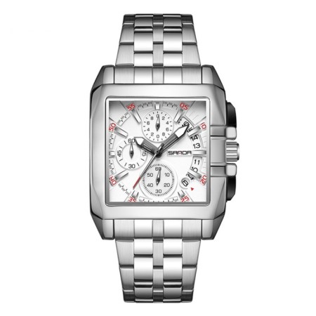 Watch of wrist, D-4.5 cm, calendar, chronograph, waterproof, luminous, silver