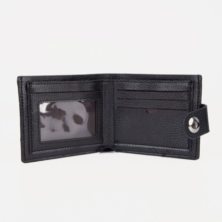 Male purse for magnet, department for bills, for maps, for coins, black color-2
