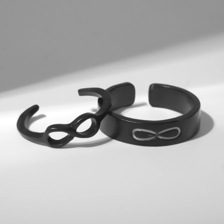 Set of rings 2 pieces of "non -membranous" infinity, color black-1