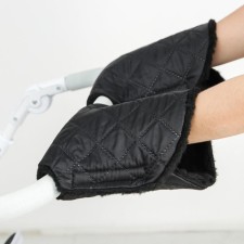 Mittens-Mufts on the handle of the stroller, 2 pcs., Quilted, black color