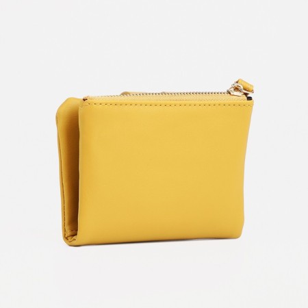 Women's wallet on the button, yellow color-1