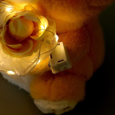 Soft toy "Bear with a bouquet", 25 cm, with a garland-6