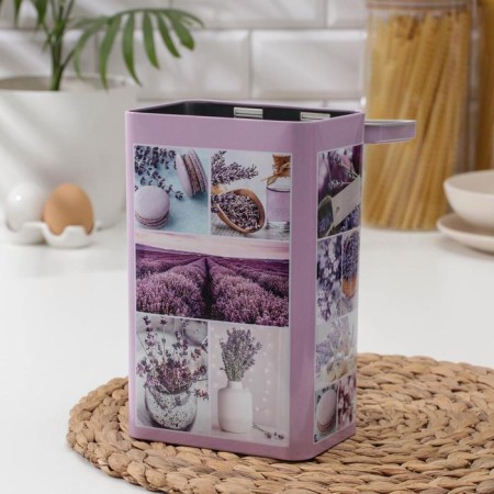 Bank with a lid for bulk products "Lavender", 2.7 liters, rectangular, 13.5 × 9.5 cm, color and pattern mix-2