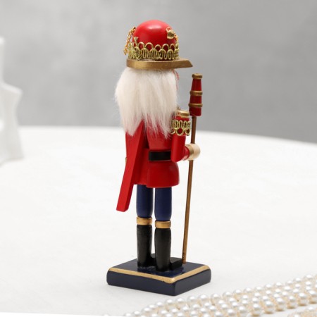 Nutcracker with a staff, red, 20 cm, wood-3