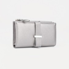 Women's wallet on the button, silver color