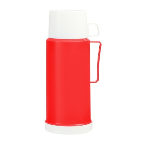 Thermos with a glass flask "Classic" with 1 mug and 1 cup, 1 l, 13 x 29 cm, red