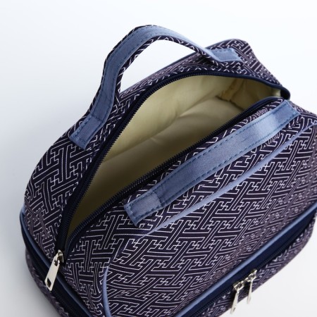 Cosmetic bag, 2 parts on zippers, blue color-2