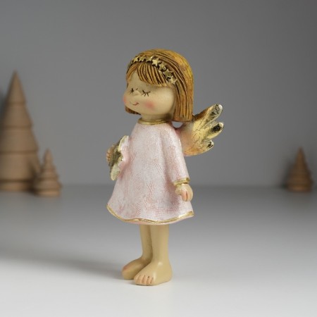 Polystone souvenir "Angel in a pink shirt with an asterisk" 6.5x5x13.5 cm-1