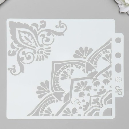 Plastic stencil "Eastern drawings" 13x14 cm