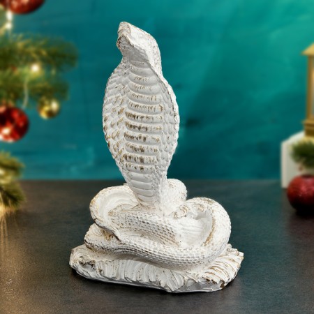 New Year. Symbol 2025. Figure "Snake of Cobra" 24cm, white gold-1