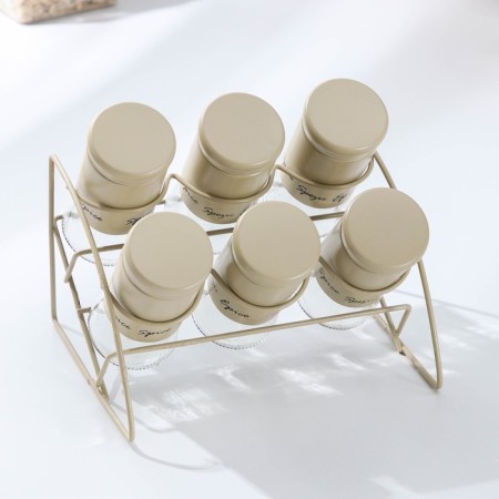 A set of glass cans for bulk products "Style", 20 × 16 × 17 cm, on a stand, 6 pcs, color mix-2