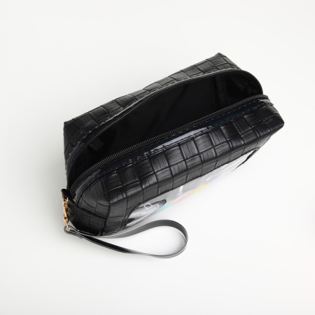 Cosmetic bag with lightning, black color-3