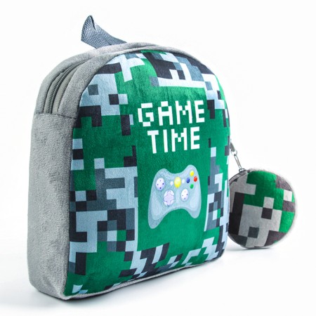 Baby plush backpack with a joke "Joystick", 24*24 cm, color gray color-2