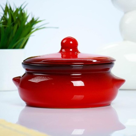 Ceramic pot of baking "Borisovsky" 0.7l / 15x9cm, red