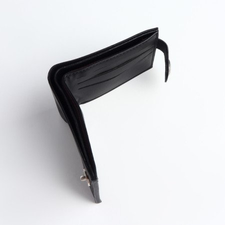 Men's purse on a magnet, a department for cards, coins, black color-4