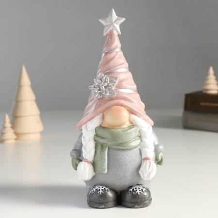 Souvenir Polystone "Granny with pigtails in a pink cap with an asterisk" 9.5x8x20.7 cm