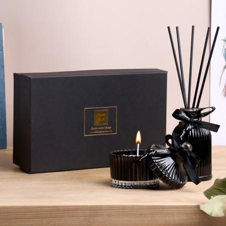 Set of diffuser 100 ml+candle 6x9 cm, black gentleman, black-5