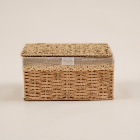 Basket for storing manual weaving with a lid, paper 35x25x19 cm