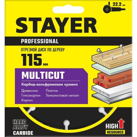 The cut-off disk for Ushm STAYER 36860-115, on wood, 115 x 22.2 mm-3