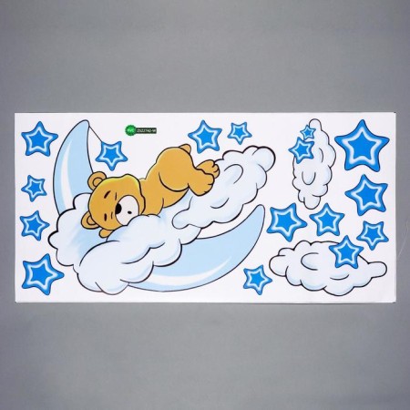 Sticker Plastic Interior color "Sleeping Bear for a month, among stars" 30x60 cm-1
