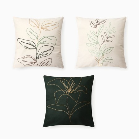 Case on the pillow Ethel "Flowers" 3 pcs, 40*40 cm, velor 100% p/e