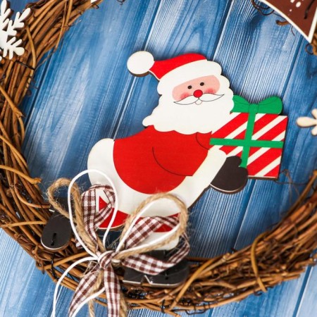 New Year's Suspension "Wreath Svetki with Santa Claus" D-18 cm-1