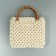 Handle for a bag, bamboo, half rings, 13.5 × 10.5 cm, beige/silver color