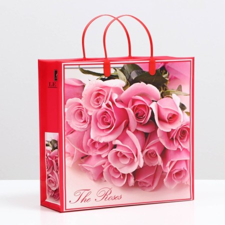 Pink roses package, soft plastic, 29 x 30 cm, 100 μm