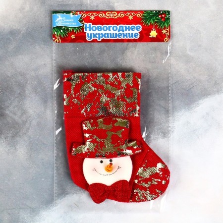 Nosok for gifts "Snowman, Potal" 11x16 cm, red-3