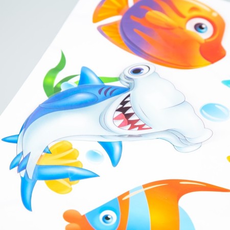 Interior plastic sticker 3D "Cartoon fish" mix 50x32 cm-1