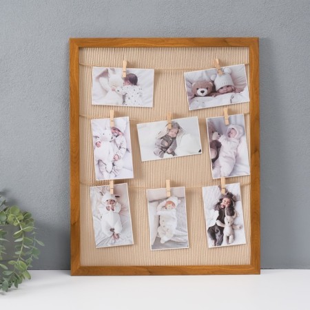 Photo frame plastic in 8 photos 9x13 cm "Craft" with clothespins 50x40x1.2 cm