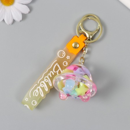 A plastic keychain with a carbine, a strap "Flying Base of a star" Water with decor1.8x5.3x5.6 cm-2