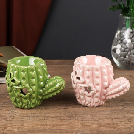 Aroma lamp ceramics "Cactus with a butterfly" mix 9x11x7 cm-10