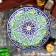 Round Laragan "Rishtan", 36 cm, green, white-blue ornament