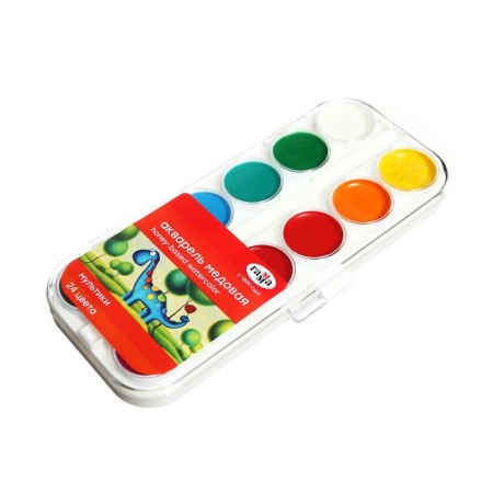 Watercolor 24 colors, "gamma" "cartoons", without a brush, in a plastic box-5