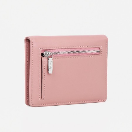 Women's wallet on the button, pink color-1