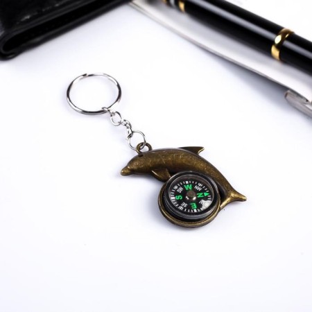 Metal keychain "Dolphin with compass" 3.8x3.5x0.8 cm-1