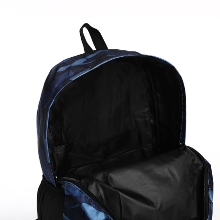 Youth backpack from textiles, 3 pockets, blue color-5