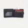 Men's purse on the button, a department for bills, for cards, black color