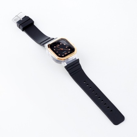Women's watch, 4.1 x 4.1 cm, silicone strap, black-4