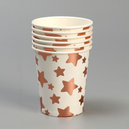 A glass of paper "stars", set, 6 pcs., Color Pink gold-1