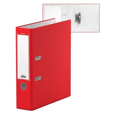 A4 -registry folder - spine 70 mm, Erichkrause Granite, with arched mechanism, red, up to 450 sheets
