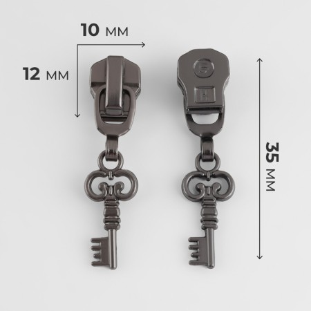 Automatic lock for metal zippers, No. 5, decorative, 10 pcs, black nickel color-2