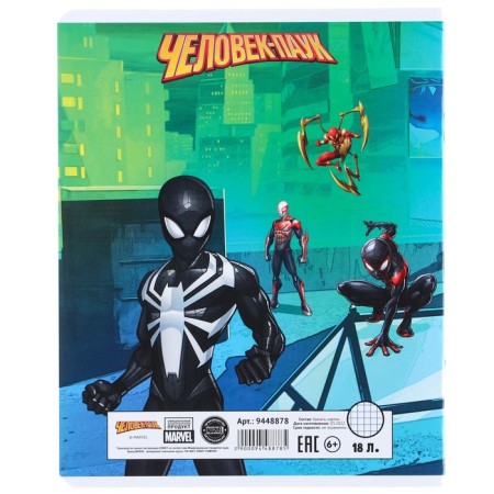 A notebook in a cage 18 sheets, 5 types of mix, cover coated cardboard, spider-man-6