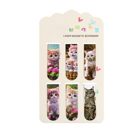 A set of magnetic bookmark for books Calligrata 6 pieces, "kittens", mix-6