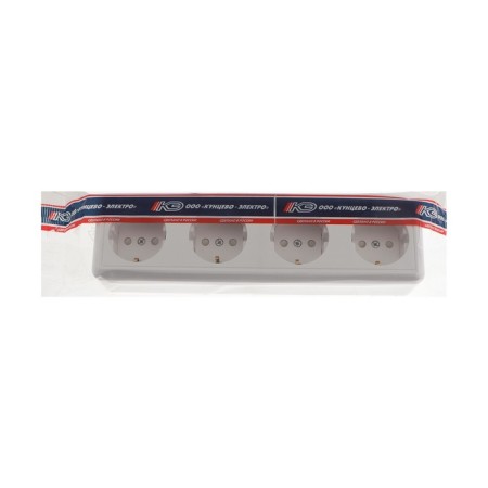 Optima Kuntsevo socket, four -seater, 16 A, 250 V, s/c, outer, with curtains, white-2