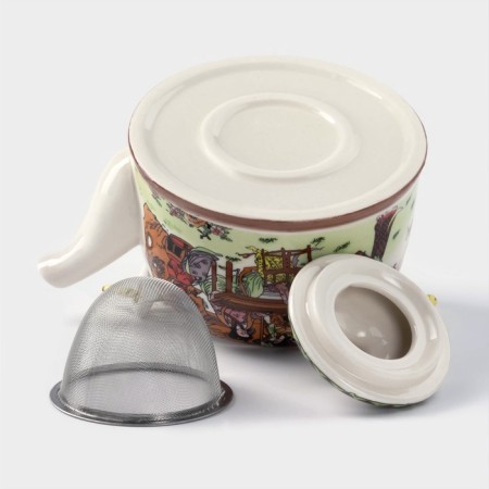 Keramic collar teapot with metal sieve "Park", 600 ml-3