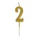 Candle in a cake on a skewer, number 2, gold, 4.5x2.5 cm