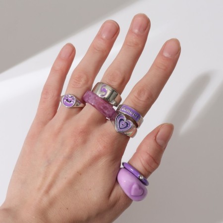 A set of rings 7 pieces Amour, lilac color in silver, 16-18 dimensions-3