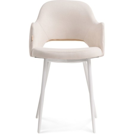 Stool on a metal frame Gutride metal/velor, white/beige 51x56x82 cm-2